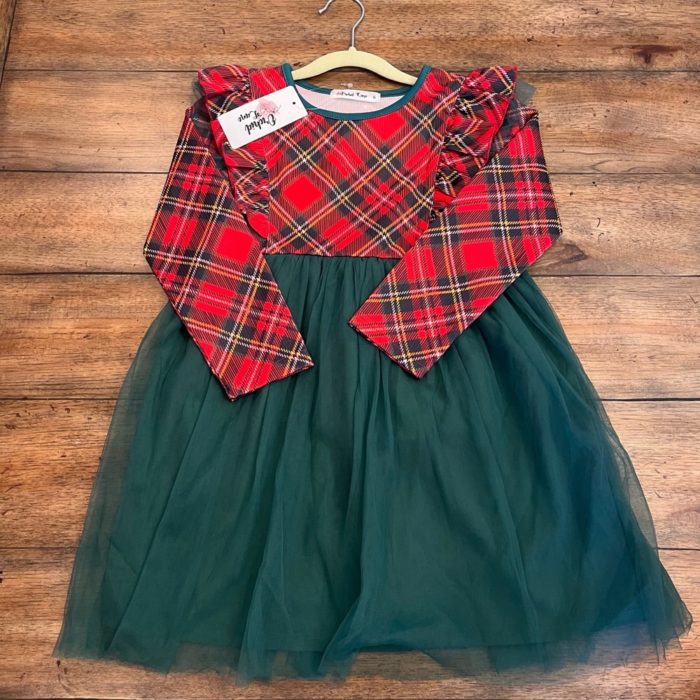 Red/green plaid dress - size 6